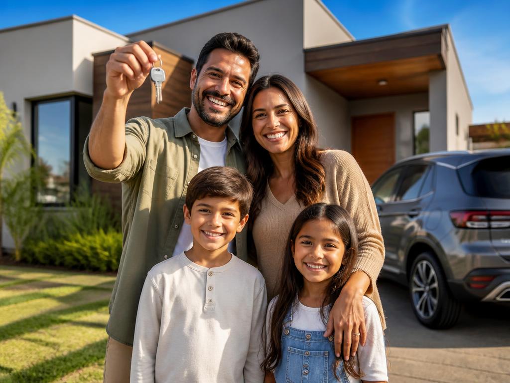 Família realizando o sonho da casa própria com consórcio Ademicon